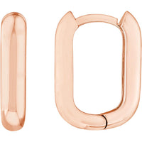 Olas d'Oro - 14K Rose Gold 15mm Oblong Polished Mini Hoops - 2.90 Grams Total Weight