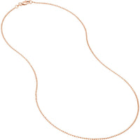 Olas d'Oro - 14K Rose Gold 16" Diamond-Cut Bead Chain Necklace with Lobster Lock