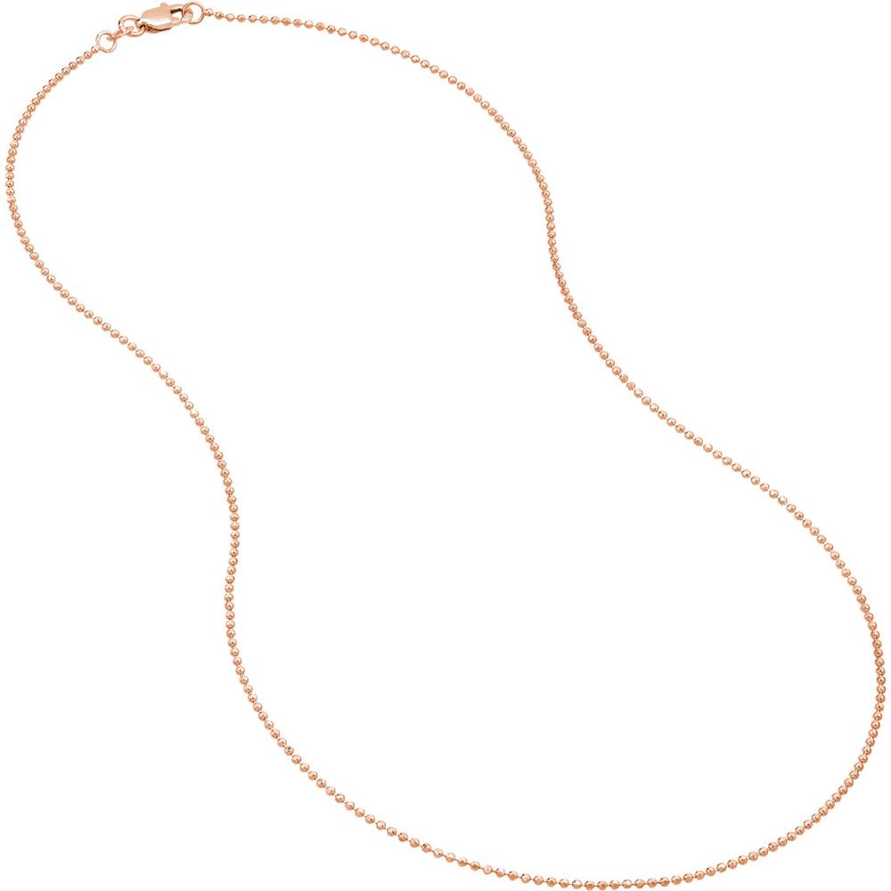 Olas d'Oro - 14K Rose Gold 16" Diamond-Cut Bead Chain Necklace with Lobster Lock
