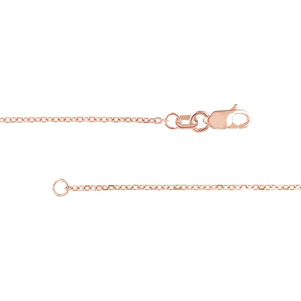 Olas d'Oro - 14K Rose Gold 16" Diamond-Cut Cable Chain Necklace with Lobster Clasp - 1.92 Grams