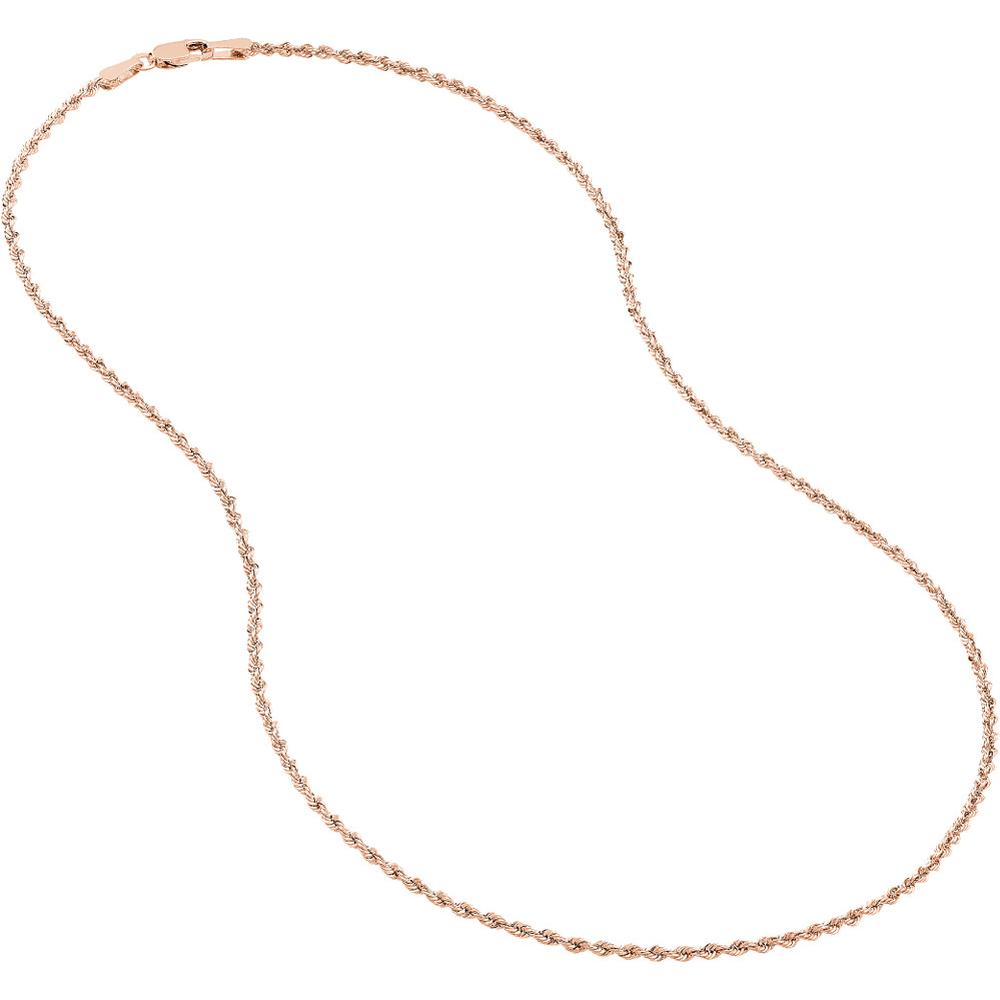 Olas d'Oro - 14K Rose Gold 16" Light Rope Chain Necklace - 1.8mm Gauge