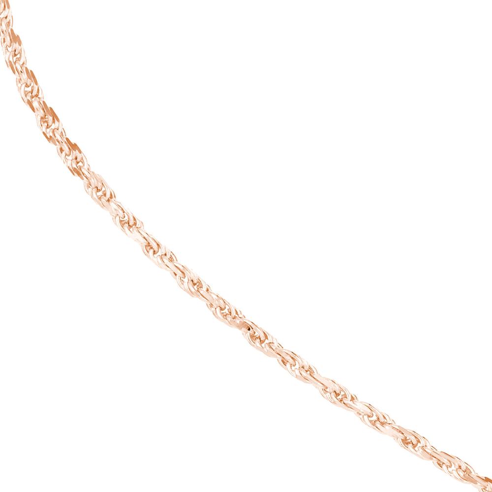 Olas d'Oro - 14K Rose Gold 16" Solid Diamond-Cut Rope Chain Necklace with Lobster Clasp - 1.05mm Width