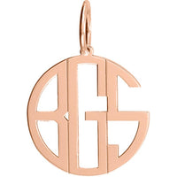 Olas d'Oro - 14K Rose Gold 17mm Cutout Monogram Charm Pendant - 2.30 Grams