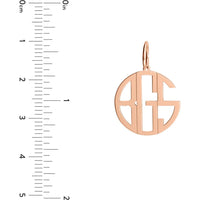 Olas d'Oro - 14K Rose Gold 17mm Cutout Monogram Charm Pendant - 2.30 Grams