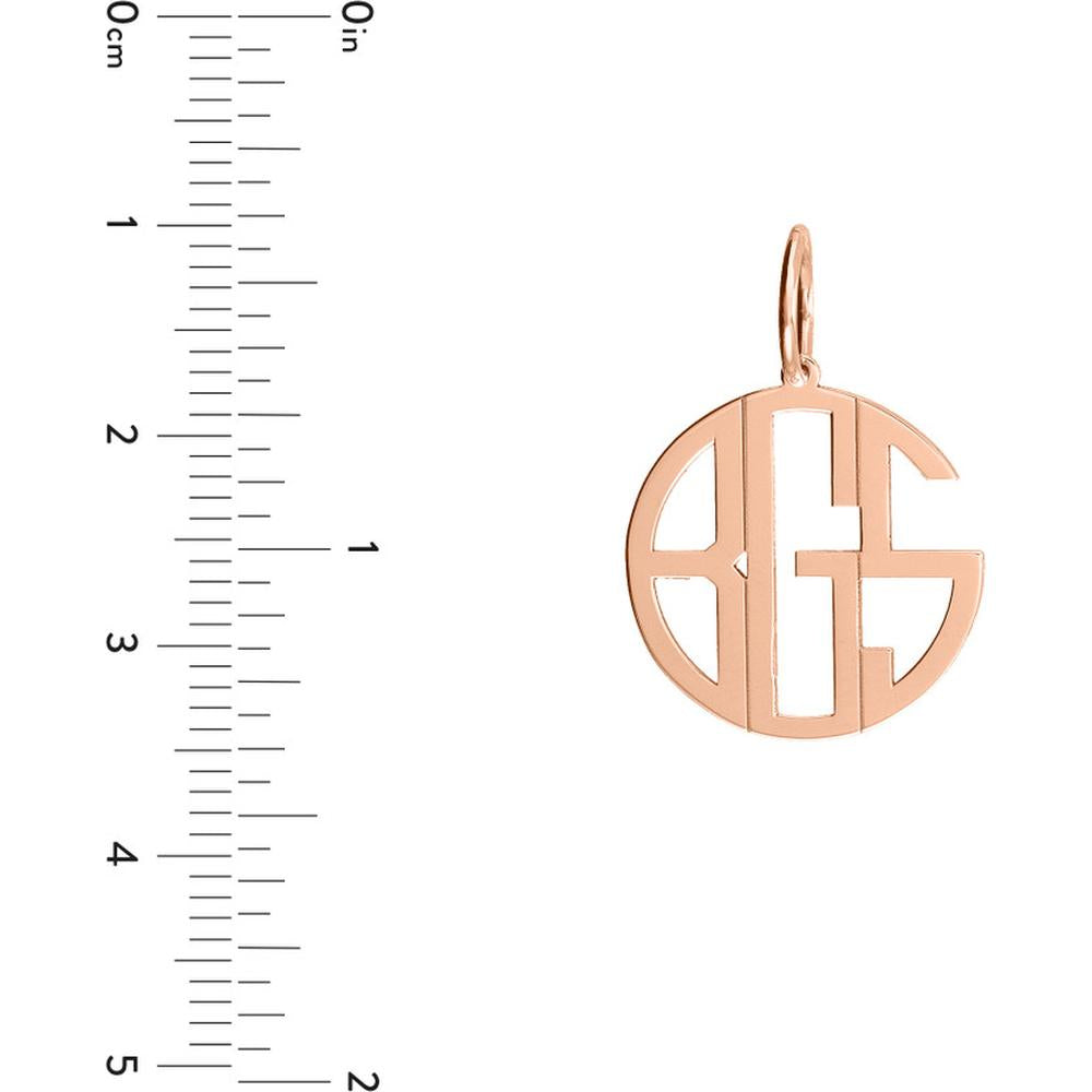 Olas d'Oro - 14K Rose Gold 17mm Cutout Monogram Charm Pendant - 2.30 Grams
