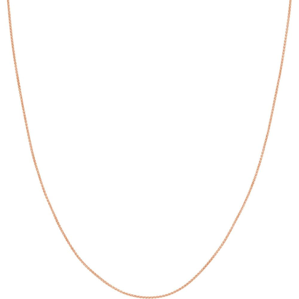 Olas d'Oro - 14K Rose Gold 18" Adjustable Wheat Chain Necklace with Lobster Clasp - 1.05mm