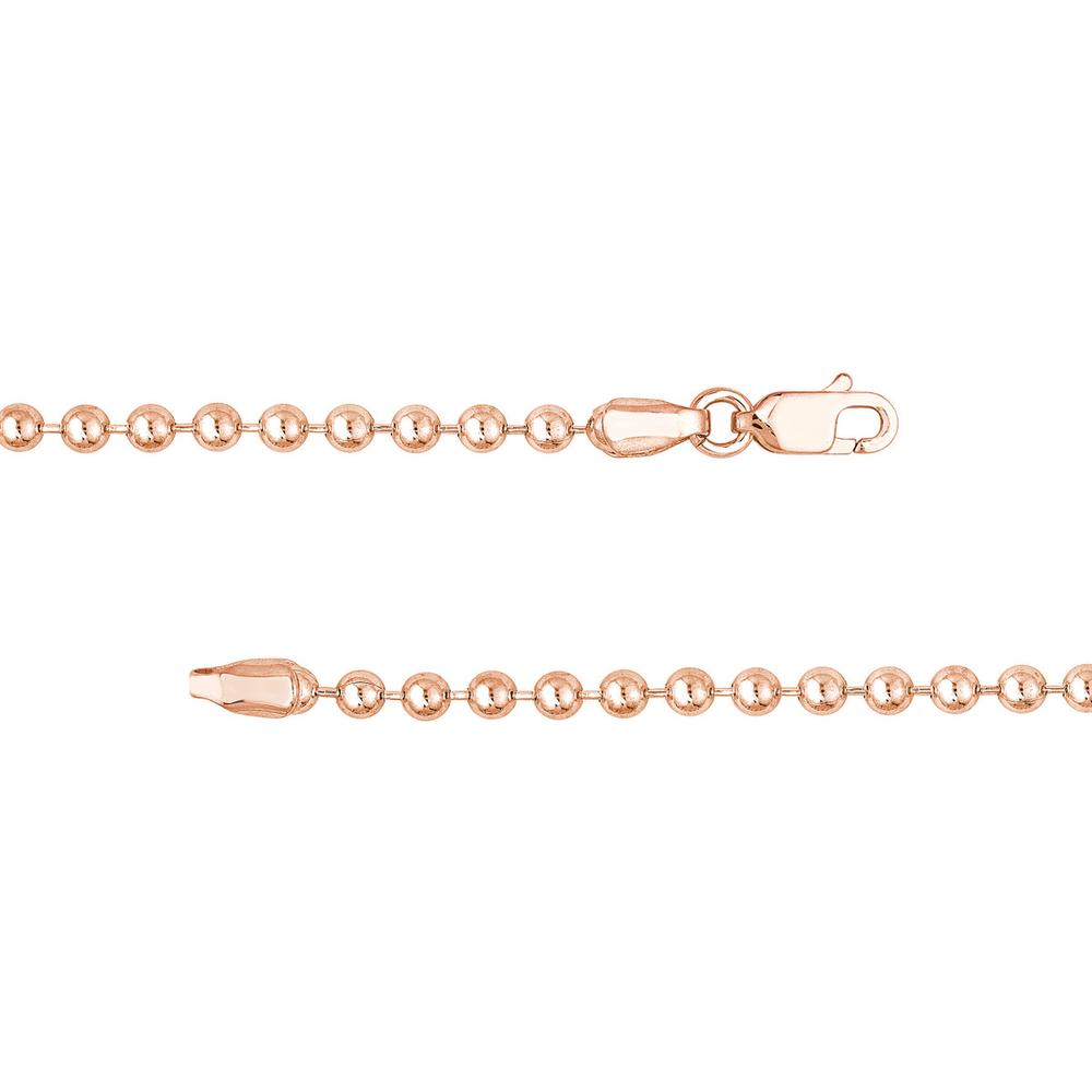 Olas d'Oro - 14K Rose Gold 18" Beaded Chain Necklace - 3mm Beads - 13.73 Grams
