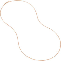 Olas d'Oro - 14K Rose Gold 18" Diamond-Cut Rope Chain Necklace with Lobster Clasp 1.05mm Width