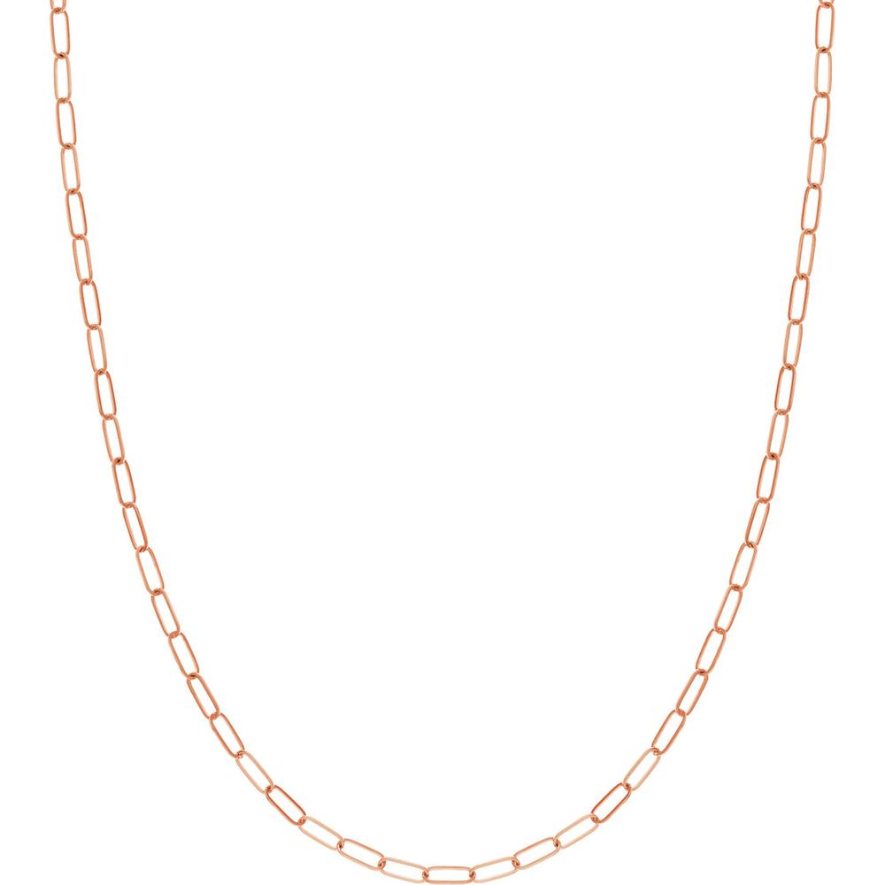 Olas d'Oro - 14K Rose Gold 18" Paper Clip Chain Necklace - 3mm Links