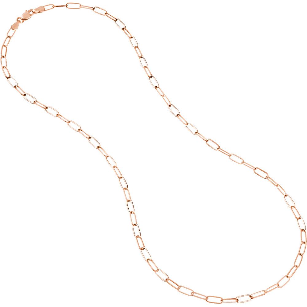 Olas d'Oro - 14K Rose Gold 18" Paper Clip Chain Necklace - 3mm Links