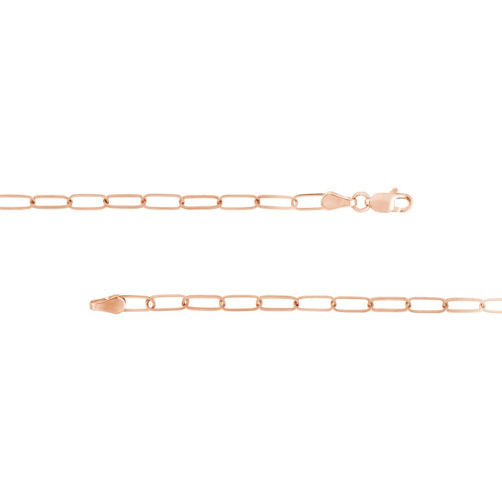Olas d'Oro - 14K Rose Gold 18" Paper Clip Chain Necklace - 3mm Links