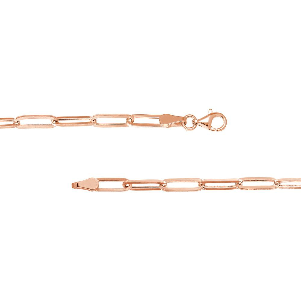 Olas d'Oro - 14K Rose Gold 18" Paper Clip Chain with Pear Lock Clasp 4.82 Grams Average Weight