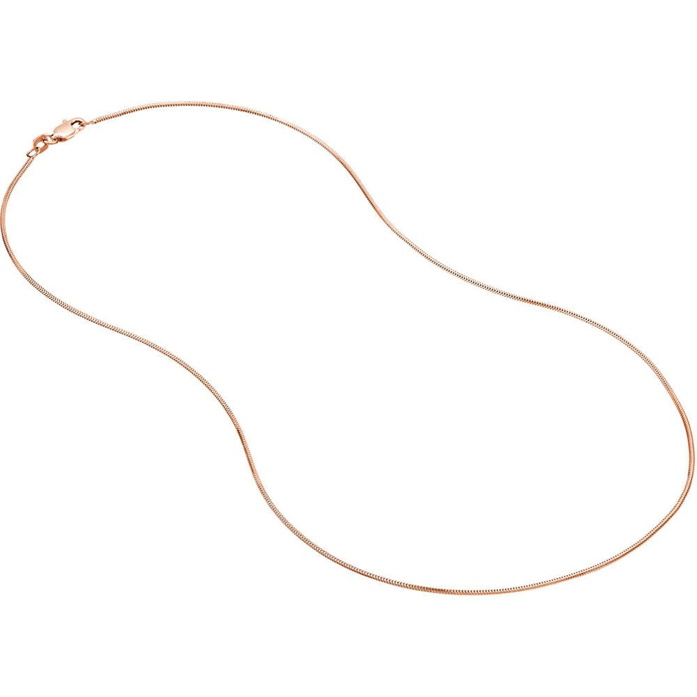 Olas d'Oro - 14K Rose Gold 1mm Snake Chain Necklace with Lobster Clasp - 18 inches