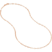 Olas d'Oro - 14K Rose Gold 2.1mm Paper Clip Chain Necklace - 18" Length