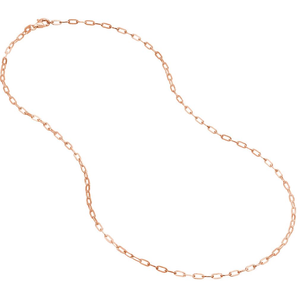 Olas d'Oro - 14K Rose Gold 2.1mm Paper Clip Chain Necklace - 18" Length