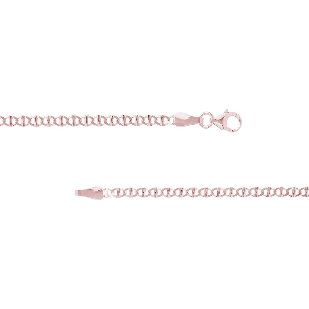 Olas d'Oro - 14K Rose Gold 2.20mm Flat Mariner Necklace with Lobster Lock - 20"