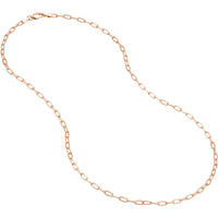 Olas d'Oro - 14K Rose Gold 2.45mm Paper Clip Chain Necklace with Lobster Lock - 16" Length