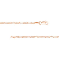 Olas d'Oro - 14K Rose Gold 2.45mm Paper Clip Chain Necklace with Lobster Lock - 16" Length