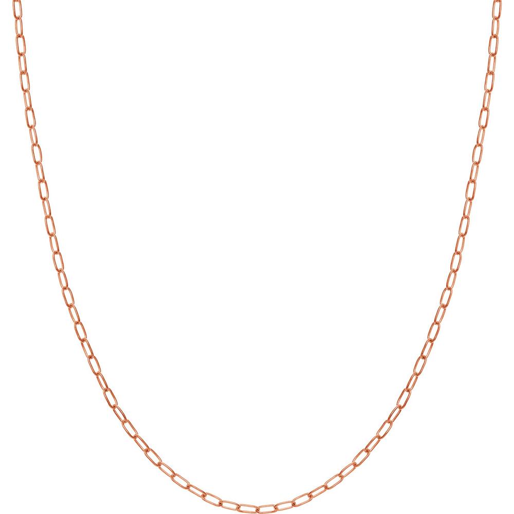 Olas d'Oro - 14K Rose Gold 2.45mm Paper Clip Chain Necklace with Lobster Lock - 18" Length