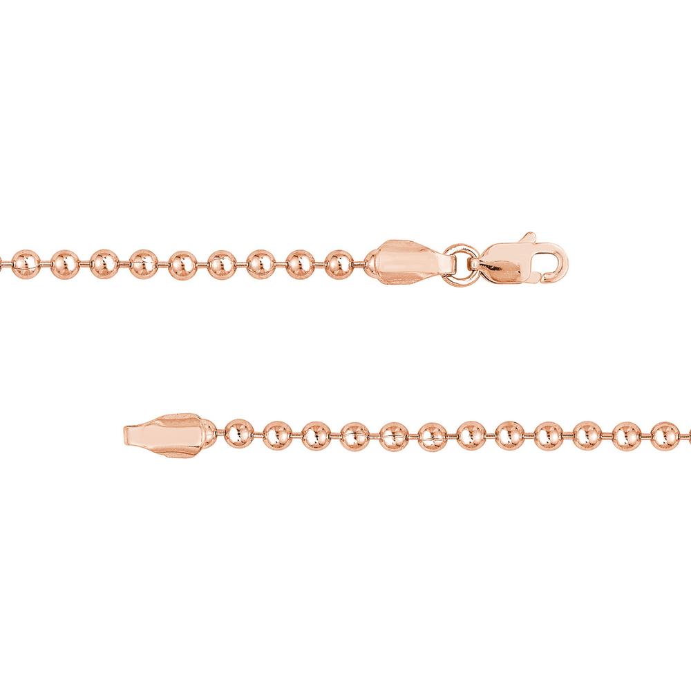 Olas d'Oro - 14K Rose Gold 2.5mm Bead Chain Necklace with Lobster Lock - 18" - 9.97 Grams Total Weight