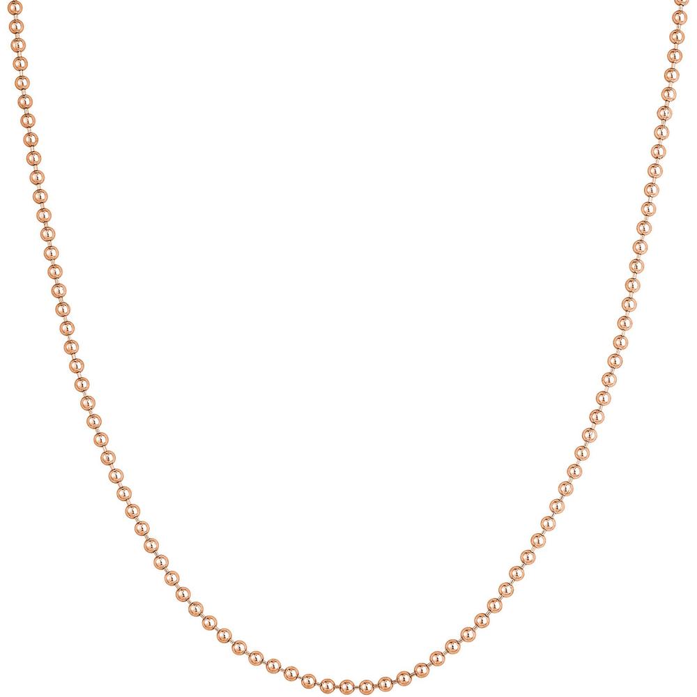 Olas d'Oro - 14K Rose Gold 2.5mm Bead Chain Necklace with Lobster Lock - 20 Inches