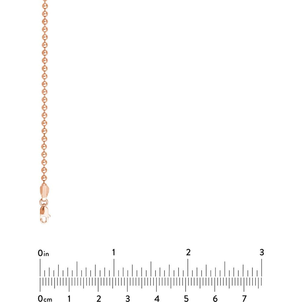 Olas d'Oro - 14K Rose Gold 2.5mm Bead Chain Necklace with Lobster Lock - 22 Inches