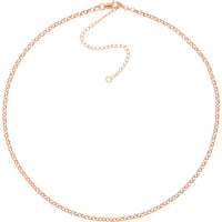 Olas d'Oro - 14K Rose Gold 2.5mm Hollow Rolo Choker Chain - Adjustable 13-16 inches