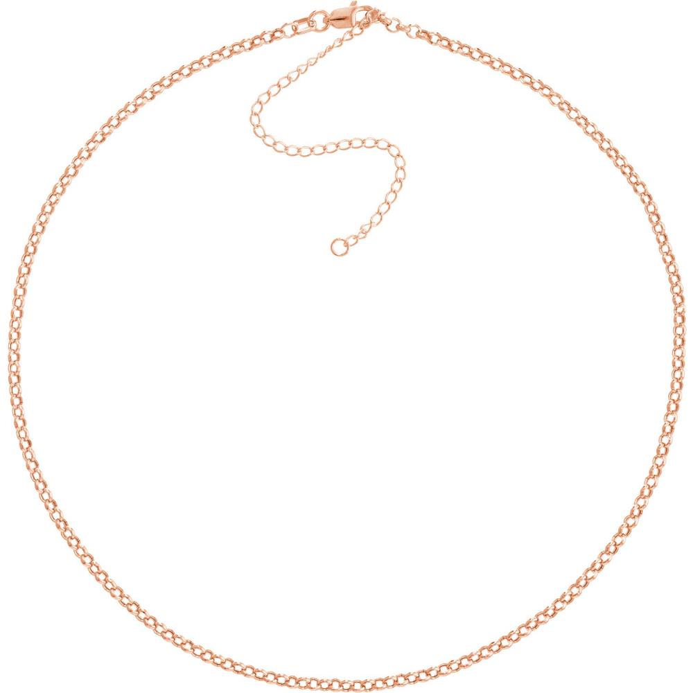 Olas d'Oro - 14K Rose Gold 2.5mm Hollow Rolo Choker Chain - Adjustable 13-16 inches