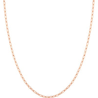 Olas d'Oro - 14K Rose Gold 2.5mm Paper Clip Chain with Pear Shape Lock - 10" Choker Necklace