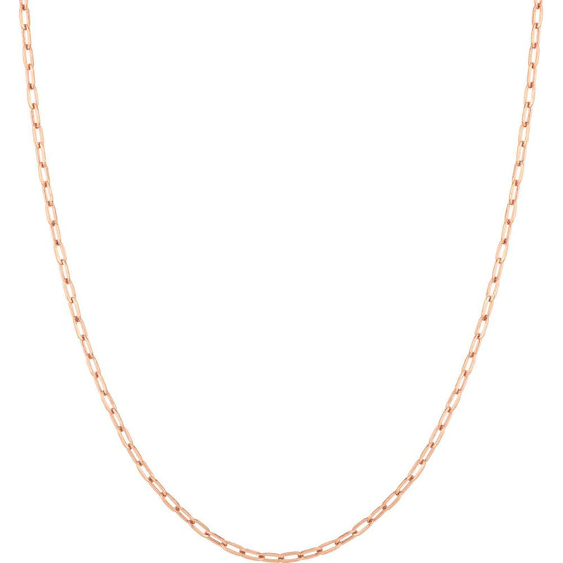 Olas d'Oro - 14K Rose Gold 2.5mm Paper Clip Chain with Pear Shape Lock - 10" Choker Necklace