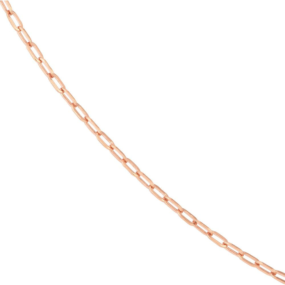 Olas d'Oro - 14K Rose Gold 2.5mm Paper Clip Chain with Pear Shape Lock - 10" Choker Necklace