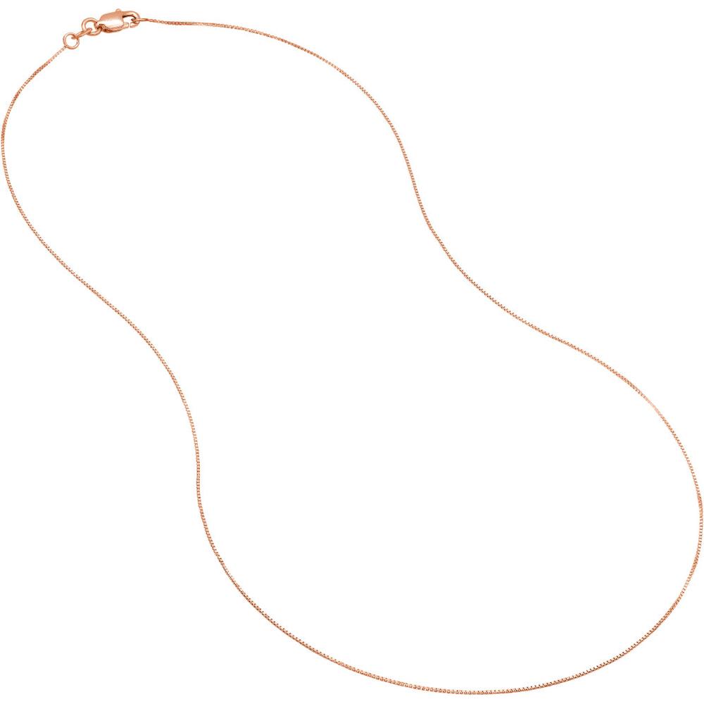 Olas d'Oro - 14K Rose Gold 20" Box Chain Necklace with Lobster Lock 0.55mm Width
