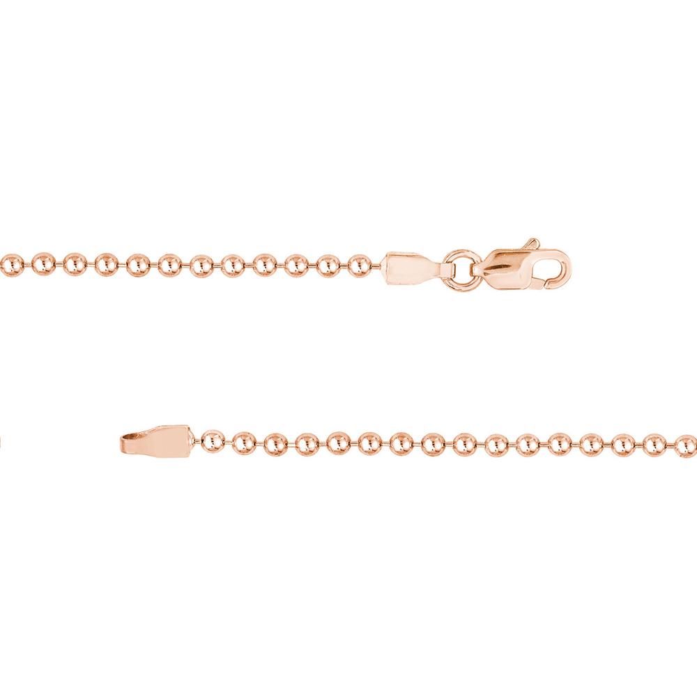 Olas d'Oro - 14K Rose Gold 20" Bead Chain Necklace 7.08 Grams Total Weight