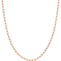 Olas d'Oro - 14K Rose Gold 20" Paper Clip Chain Necklace with Lobster Lock - 9.22 grams Average Weight