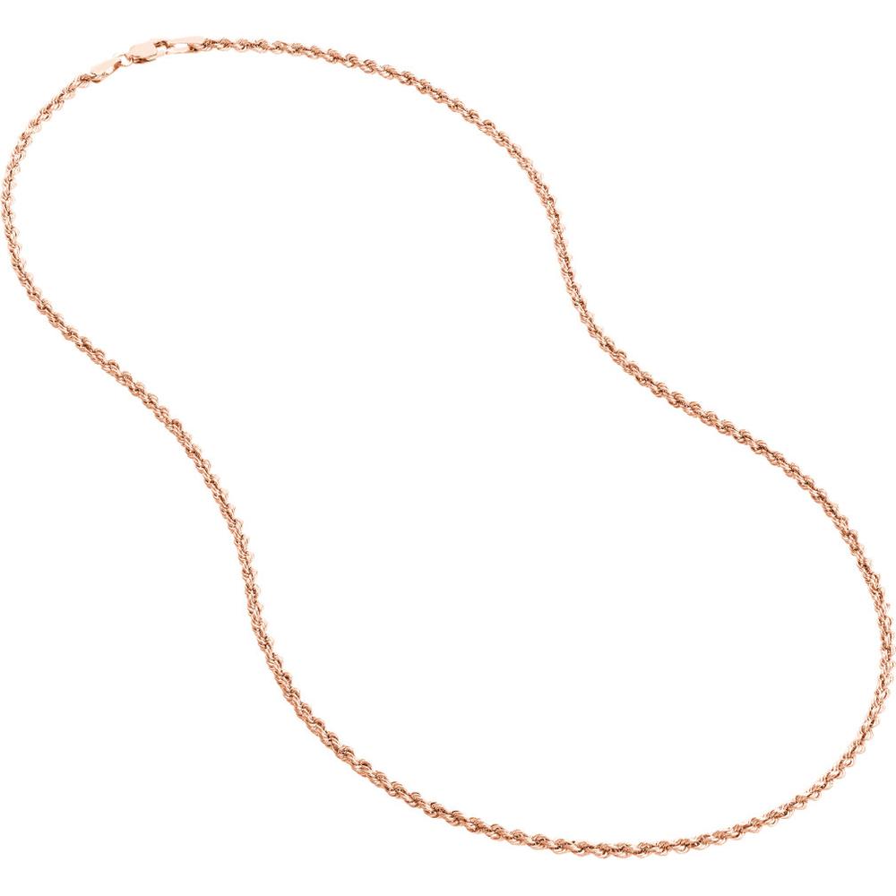 Olas d'Oro - 14K Rose Gold 20" Light Rope Chain Necklace with Lobster Lock - 2.55 Grams Weight