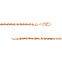 Olas d'Oro - 14K Rose Gold 20" Light Rope Chain Necklace with Lobster Lock - 2.55 Grams Weight