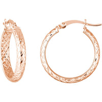 Olas d'Oro - 14K Rose Gold 20mm Diamond-Cut Hoop Earrings - 1.35 Grams Total Weight