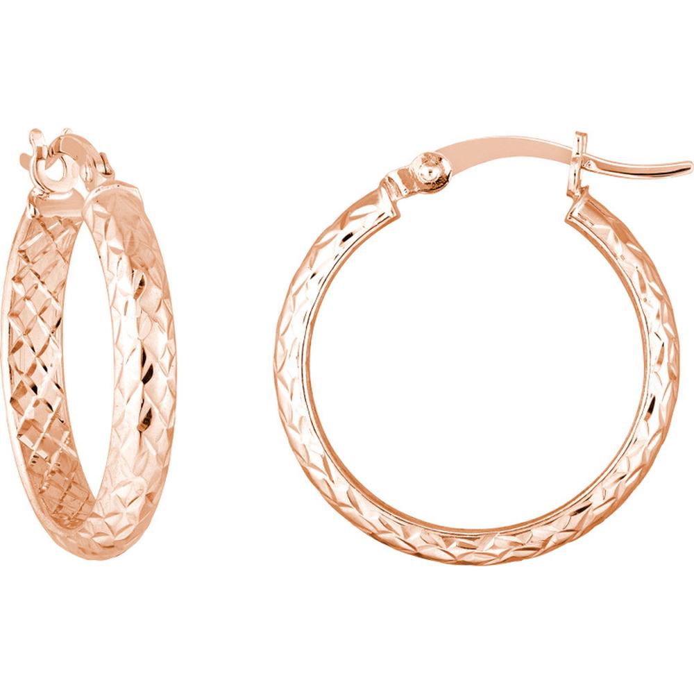 Olas d'Oro - 14K Rose Gold 20mm Diamond-Cut Hoop Earrings - 1.35 Grams Total Weight