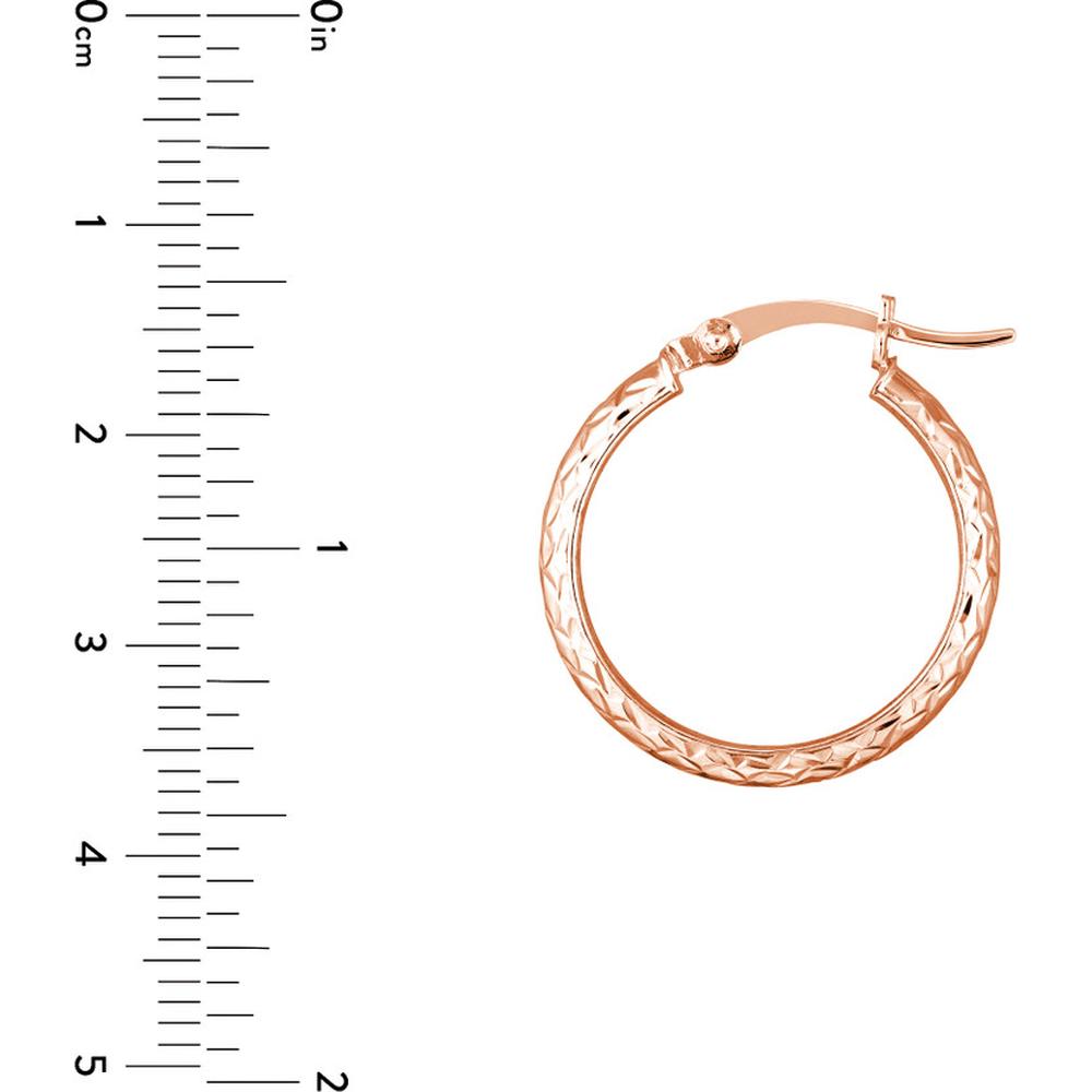 Olas d'Oro - 14K Rose Gold 20mm Diamond-Cut Hoop Earrings - 1.35 Grams Total Weight
