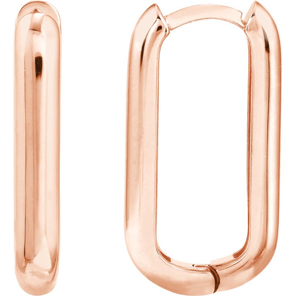 Olas d'Oro - 14K Rose Gold 20mm Oblong Polished Mini Hoop Earrings - 3.82 Grams