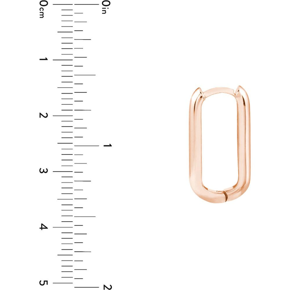 Olas d'Oro - 14K Rose Gold 20mm Oblong Polished Mini Hoop Earrings - 3.82 Grams