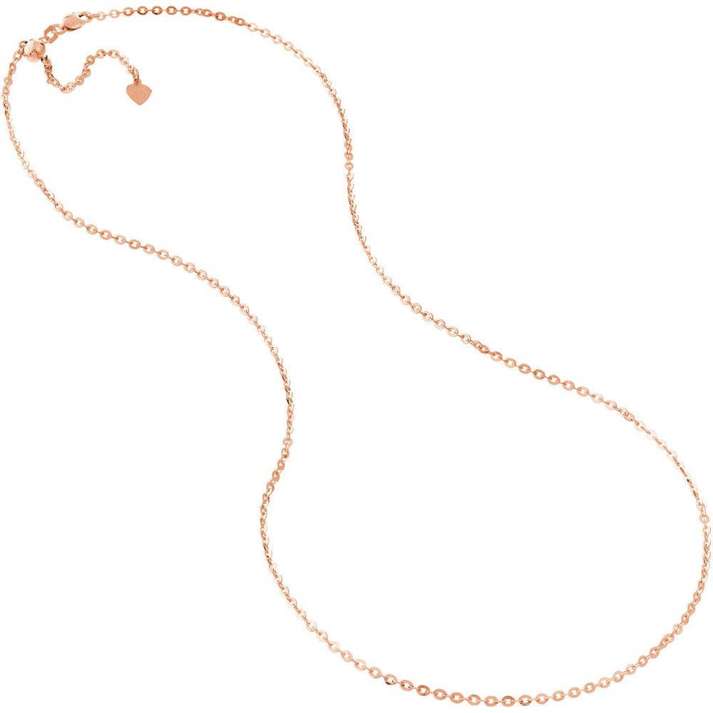 Olas d'Oro - 14K Rose Gold 22" Adjustable Diamond-Cut Cable Chain Necklace with Slider Bead