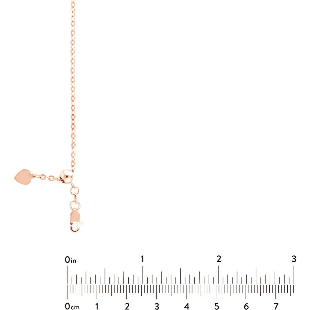 Olas d'Oro - 14K Rose Gold 22" Adjustable Diamond-Cut Cable Chain Necklace with Slider Bead