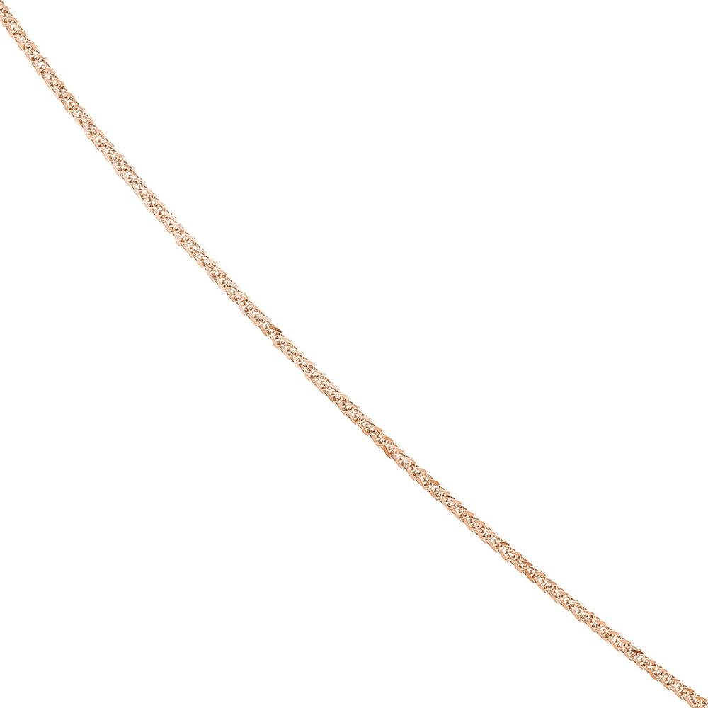 Olas d'Oro - 14K Rose Gold 22" Adjustable Square Wheat Chain Necklace with Slider Bead - 2.52 grams