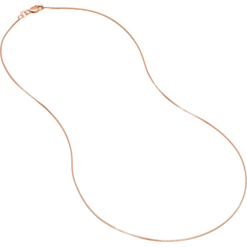 Olas d'Oro - 14K Rose Gold 22" Box Chain Necklace with Lobster Clasp 0.66mm Width