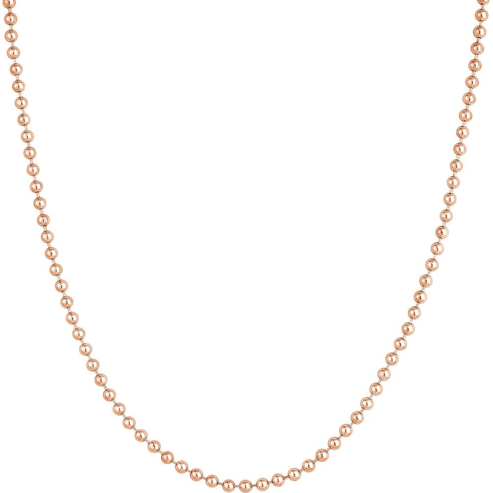 Olas d'Oro - 14K Rose Gold 22" Beaded Chain Necklace - 3mm Beads - 16.7 Grams Weight
