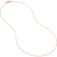 Olas d'Oro - 14K Rose Gold 24" Box Chain Necklace with Lobster Clasp - 0.55mm Width