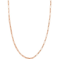 Olas d'Oro - 14K Rose Gold 24" Hollow Paper Clip Chain with Pear Lobster Lock 6.23 Grams