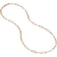 Olas d'Oro - 14K Rose Gold 24" Hollow Paper Clip Chain with Pear Lobster Lock 6.23 Grams