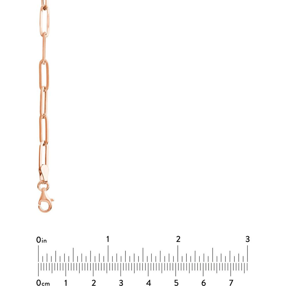 Olas d'Oro - 14K Rose Gold 24" Hollow Paper Clip Chain with Pear Lobster Lock 6.23 Grams